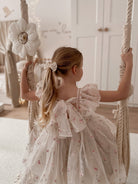Flora embroidered beige organza dress