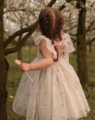 Flora embroidered beige organza dress
