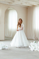 White luxury girl dress puff sleeves
